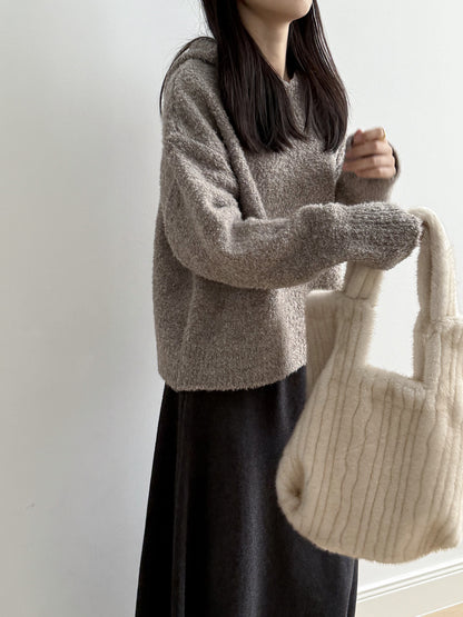 【Y2188】實拍冬季圈圈絨可愛連帽針織毛衣251106