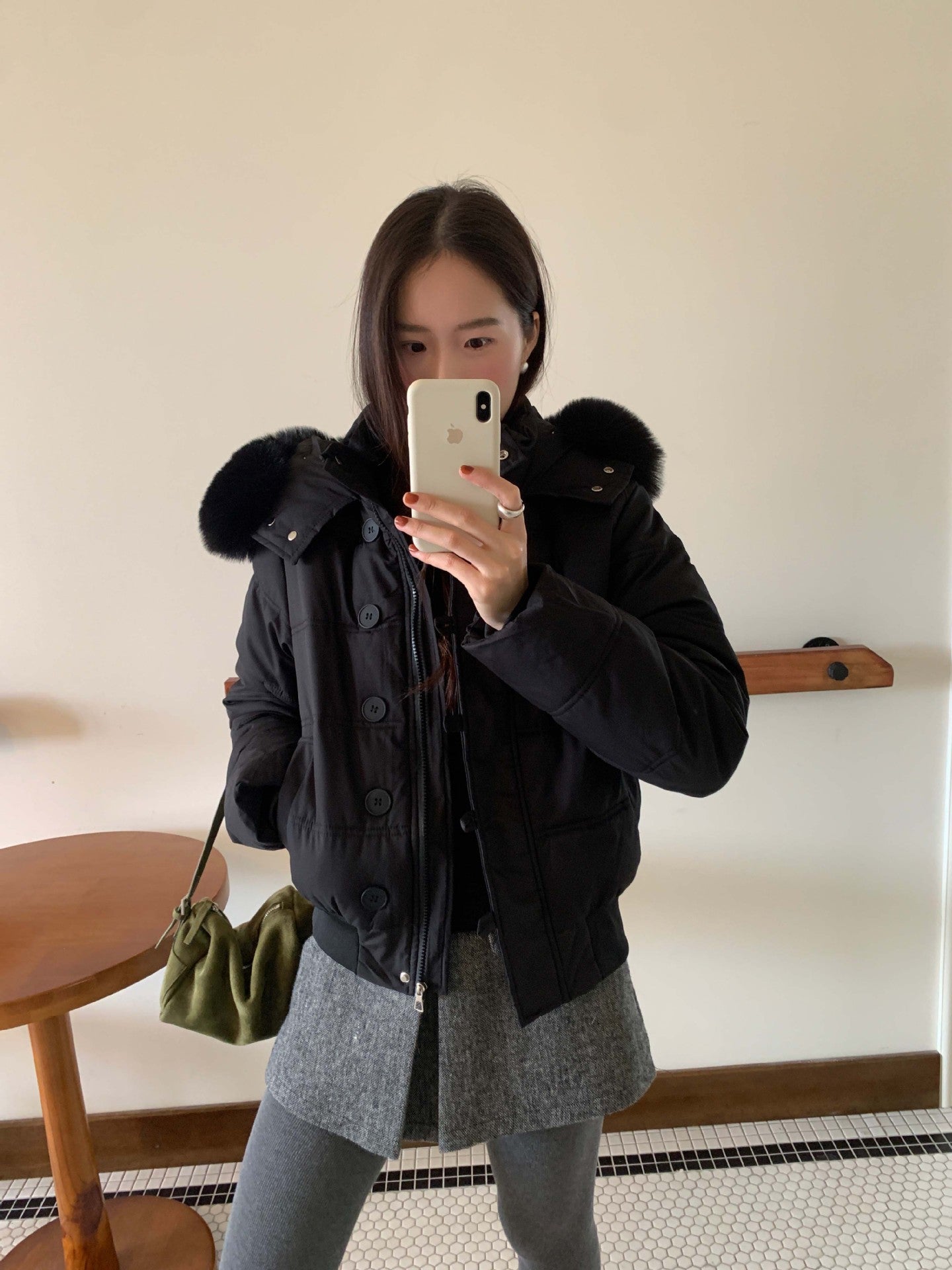 【H5501】實拍奶油風毛領連帽短款加厚棉服251118