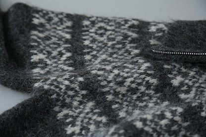 【LD11004】實拍兔絨毛混紡費爾島針織毛衣半拉鏈大翻領251110