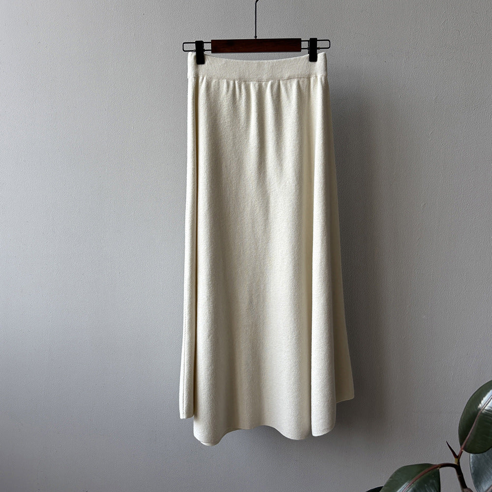 【Y0723】實拍冬季簡約針織大擺A字裙（棉羊毛4%)251106