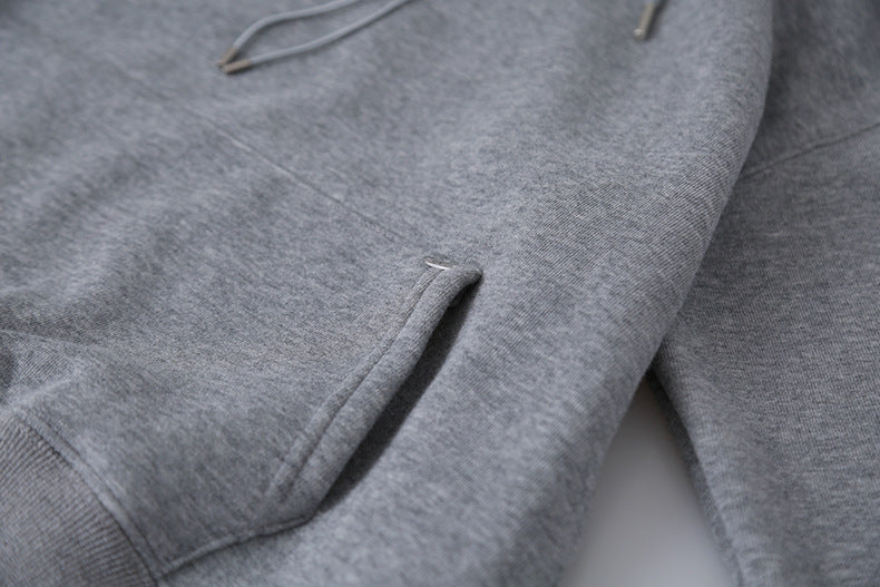 【LD11064】實拍慵懶灰色加絨加厚連帽寬鬆衞衣251209