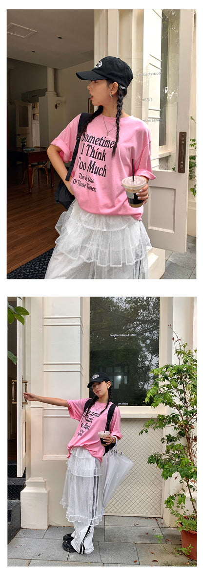 【H5256】實拍夏季寬鬆字母印花T恤250513