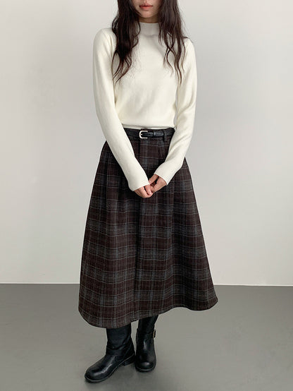 【LD11071】實拍氣質復古格紋毛呢a字裙251209