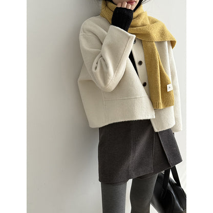 【Y8522】實拍高單氣質簡約綿羊毛呢外套（棉羊毛52%)251106