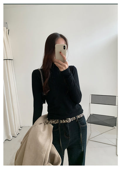 【H5481】實拍基礎6色堆堆領毛針織T恤251109