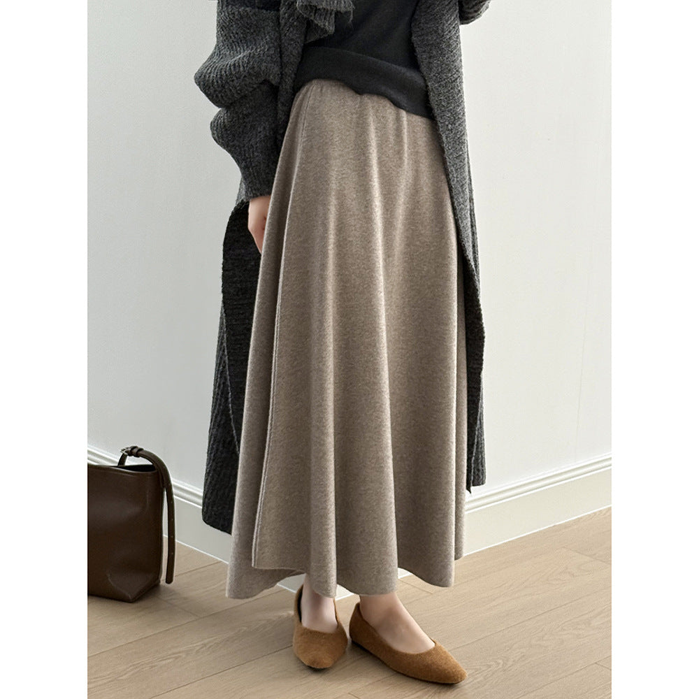 【Y0723】實拍冬季簡約針織大擺A字裙（棉羊毛4%)251106