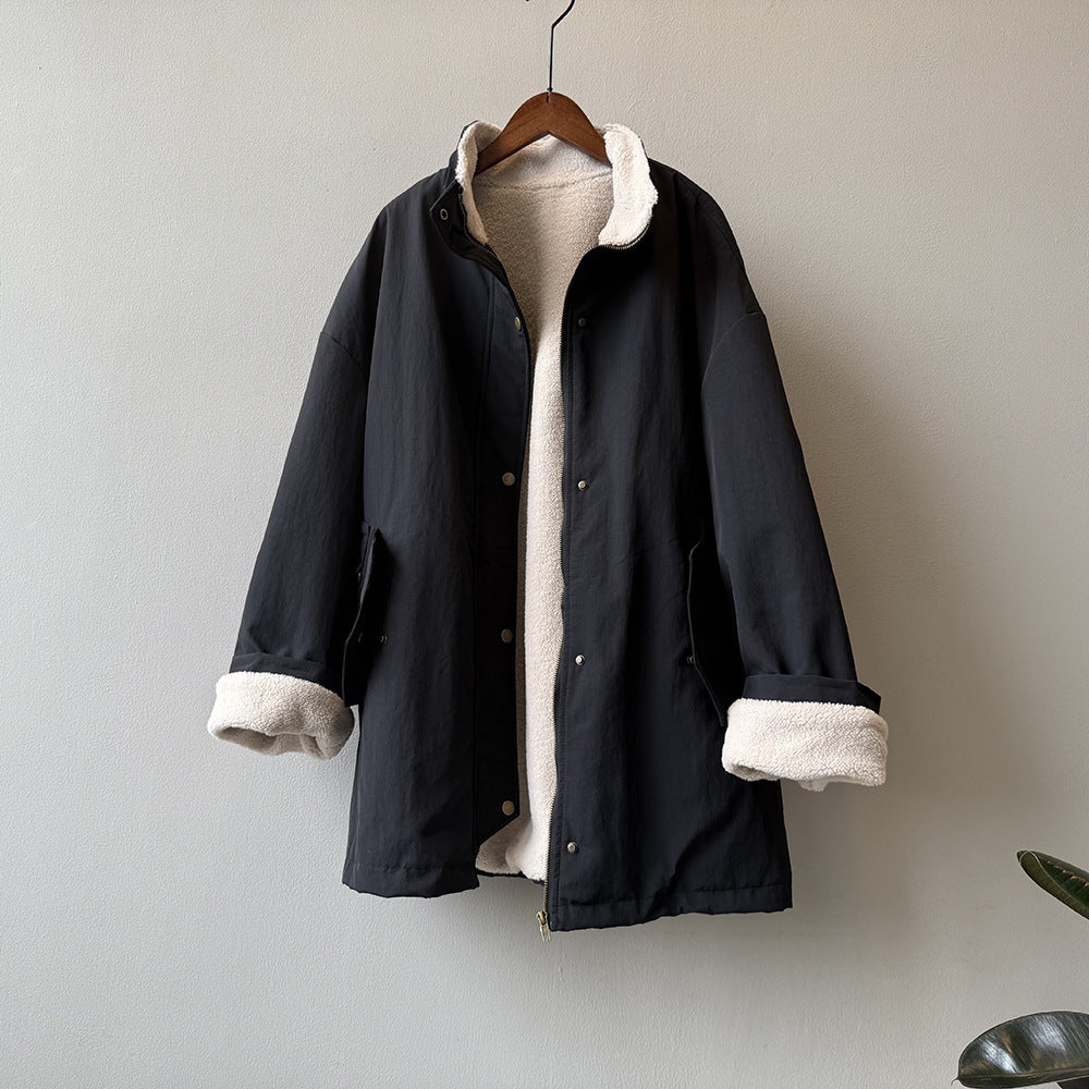 【Y82650】實拍立領帥氣內裡羊羔毛工裝外套251016