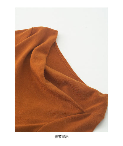 【H5487】實拍秋冬褶皺露肩針織衫251109