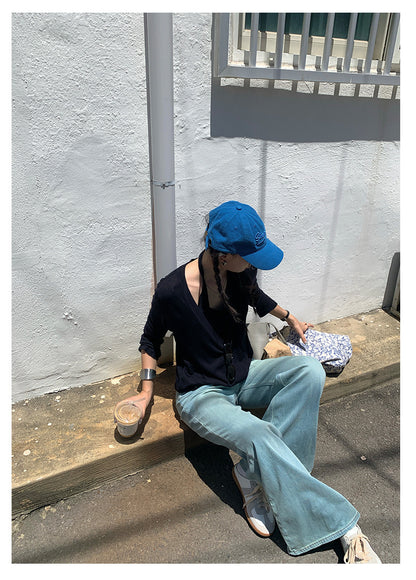 【H5380】實拍S~XL時髦高腰顯瘦微鬆貼腿牛仔褲250902