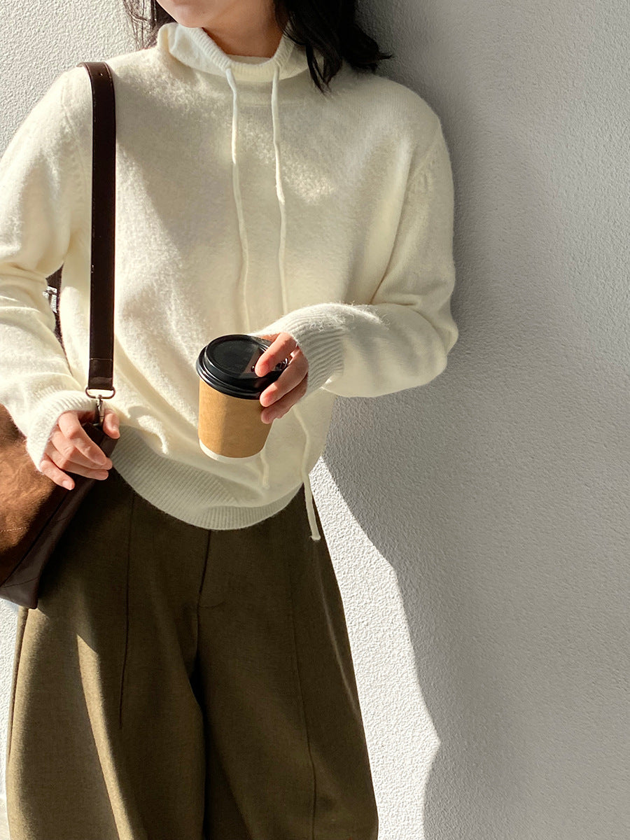 【cimz1374】實拍極簡淨色高領抽繩針織毛衣251120