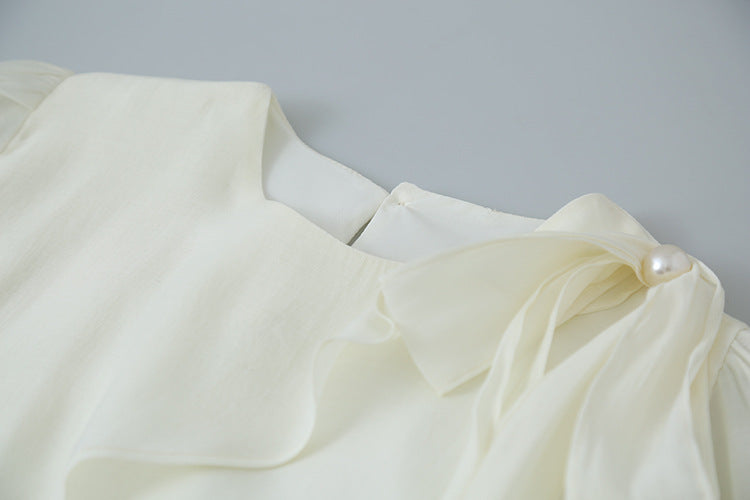 【LD3290】實拍法式釘珠蝴蝶結天絲雪紡襯衫251103