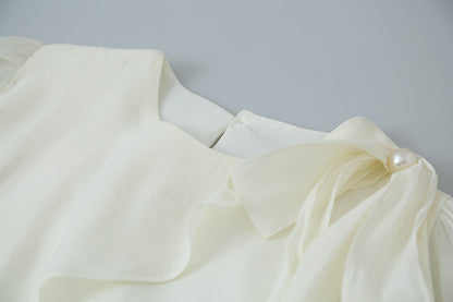 【LD3290】實拍法式釘珠蝴蝶結天絲雪紡襯衫251103