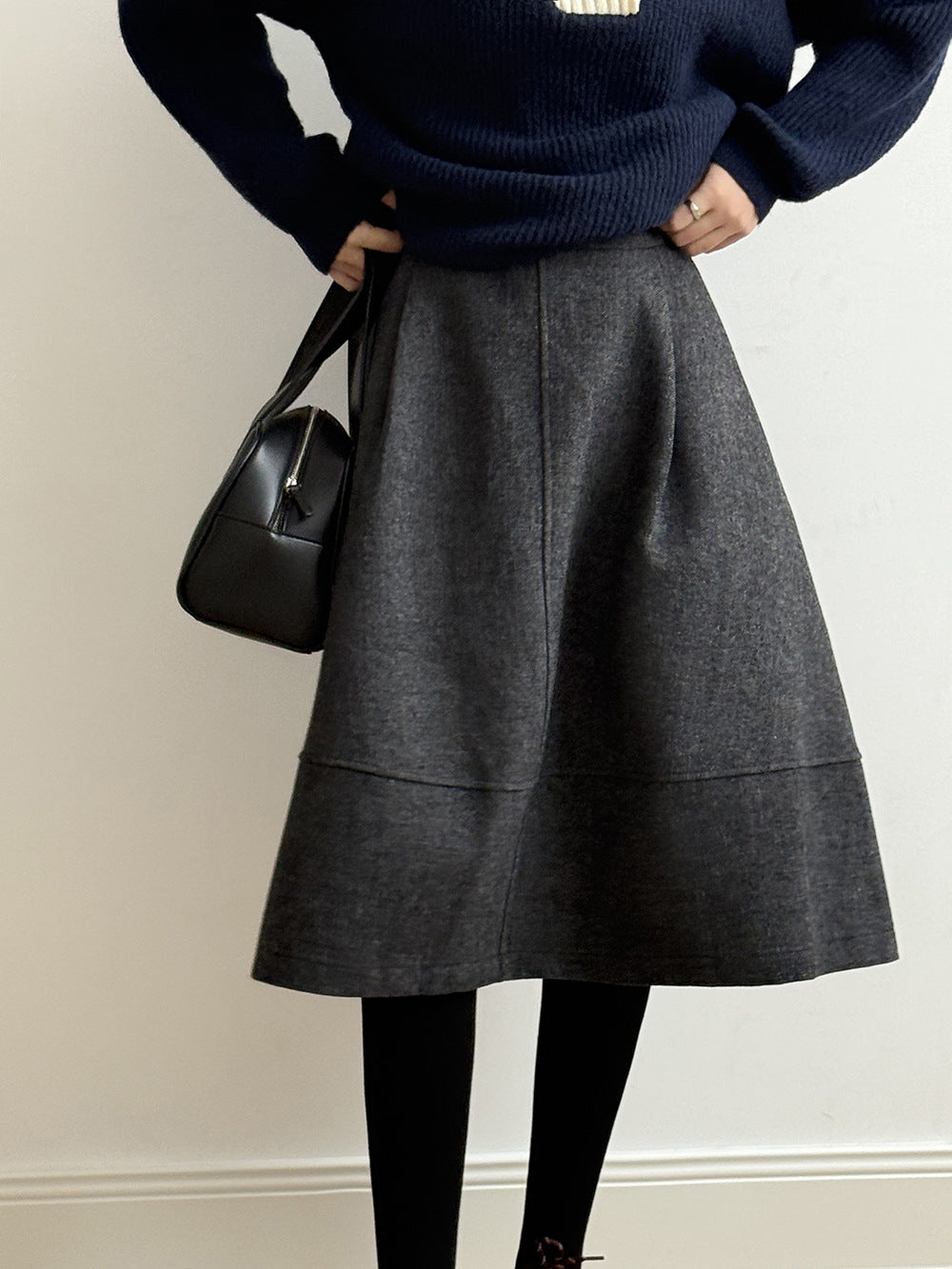 【Y8076】實拍氣質羊毛30%毛呢微花苞傘裙251201