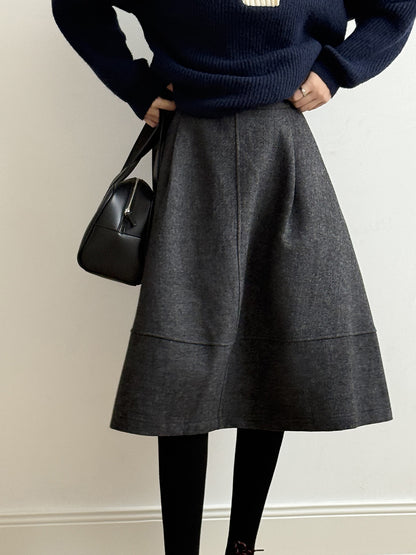 【Y8076】實拍氣質羊毛30%毛呢微花苞傘裙251201