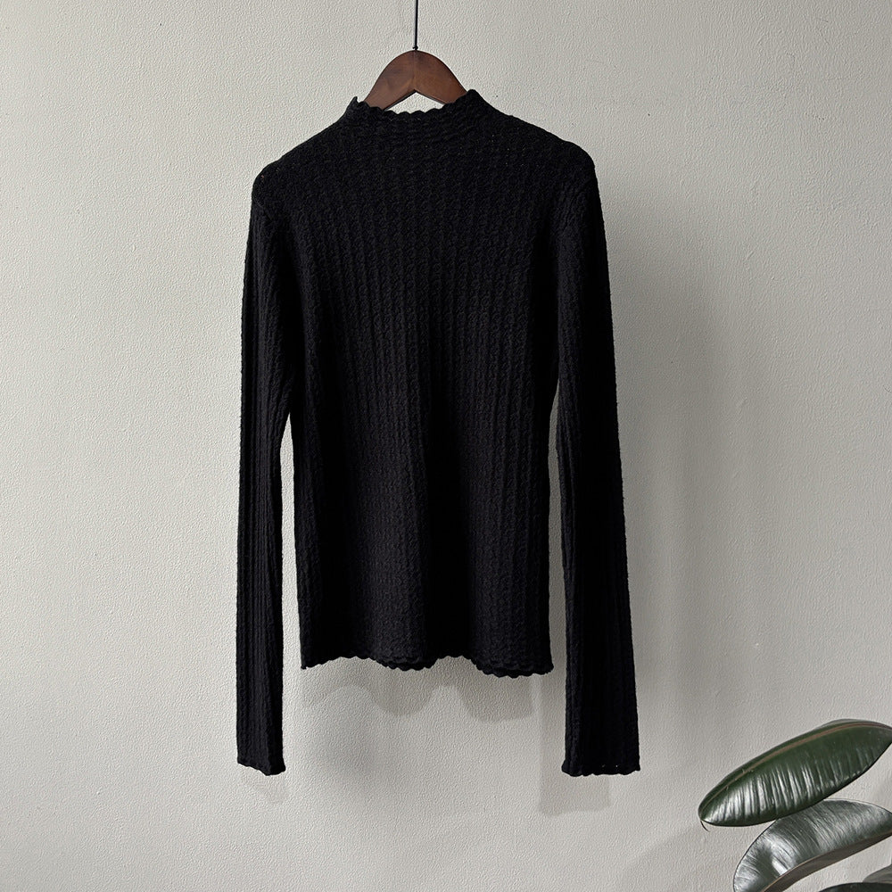 【Y312】實拍高單質感鏤空蕾絲半高領針織衫251106