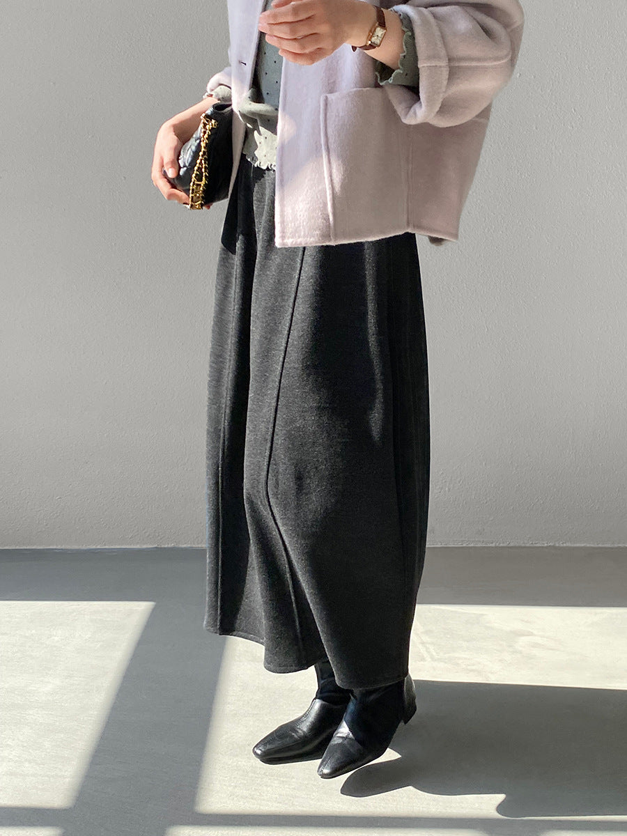 【cimz6392】實拍極簡內加絨加厚高腰毛呢長裙（羊毛3)251120