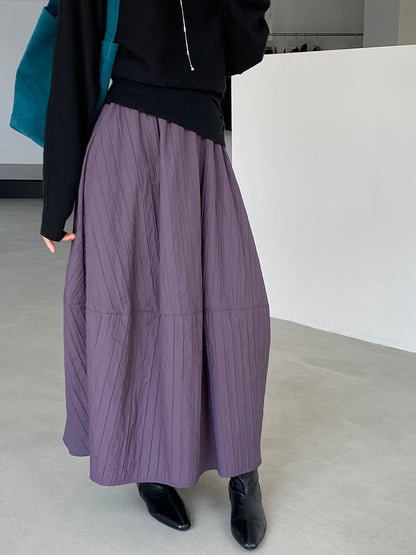 【cim1708】實拍秋冬法式寂靜高腰加厚微花苞A字裙251030