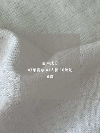 【cimz1606】實拍極簡老錢風☕高級感亞麻短袖洋裝 (附皮帶)260311