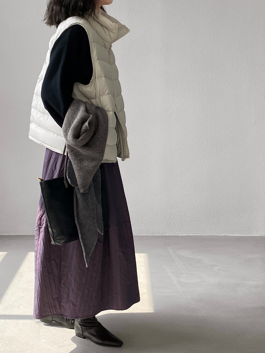 【cimz6377】實拍立領排骨雙頭拉鏈羽絨背心(90白鴨絨)251120