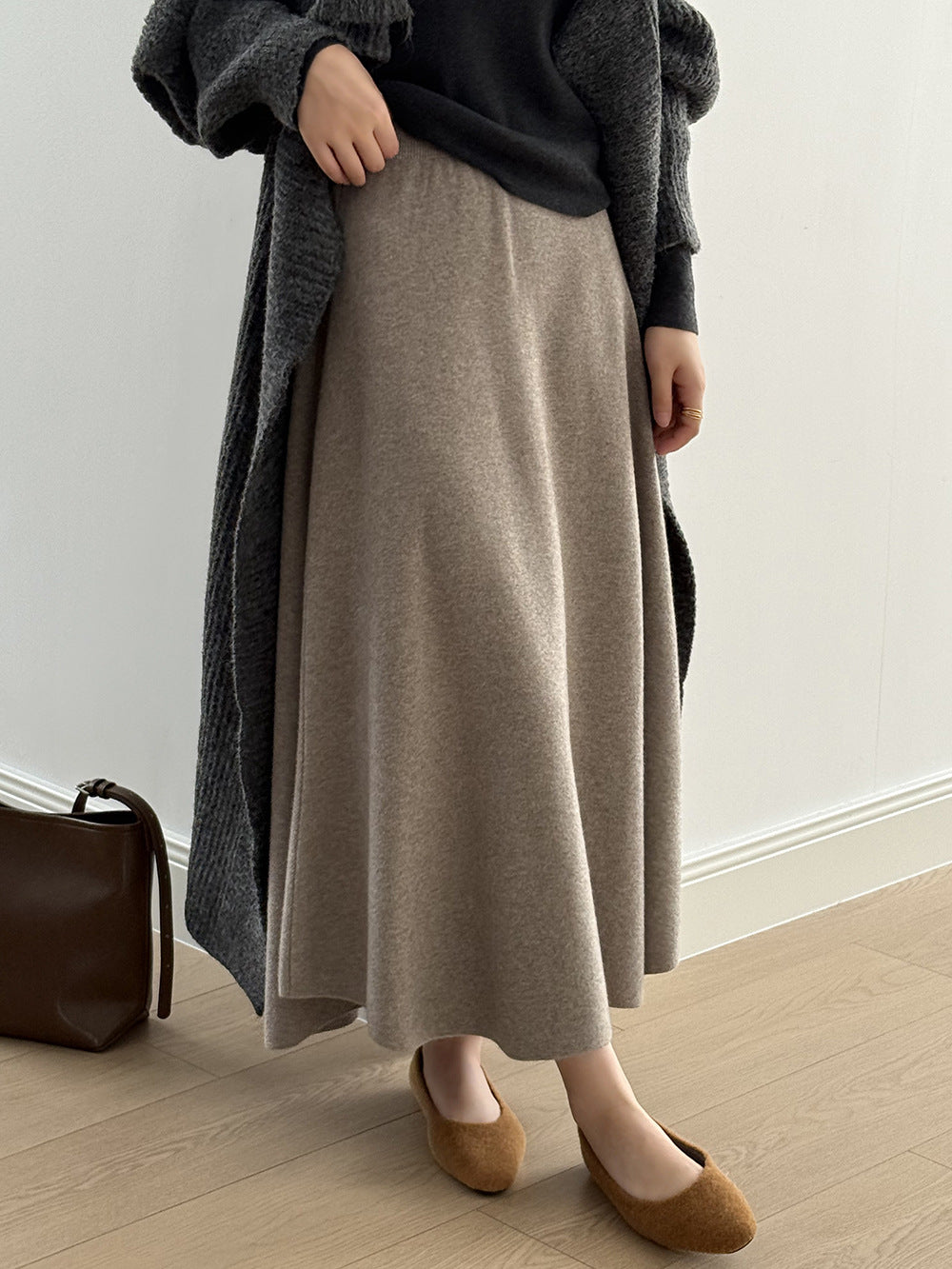 【Y0723】實拍冬季簡約針織大擺A字裙（棉羊毛4%)251106