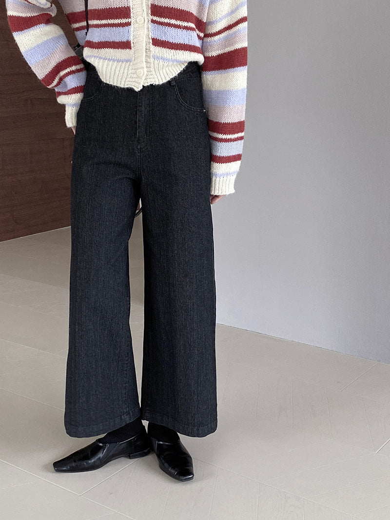 【cim6121】實拍超顯瘦顯腿直彈性九分黑色牛仔褲251030