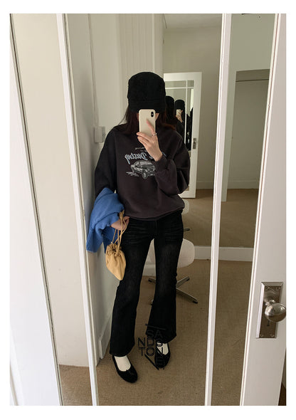 【H560】實拍加厚磨毛高腰微喇牛仔褲251021