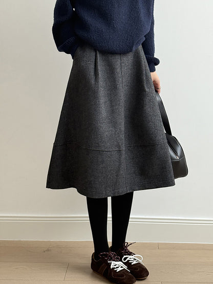 【Y8076】實拍氣質羊毛30%毛呢微花苞傘裙251201