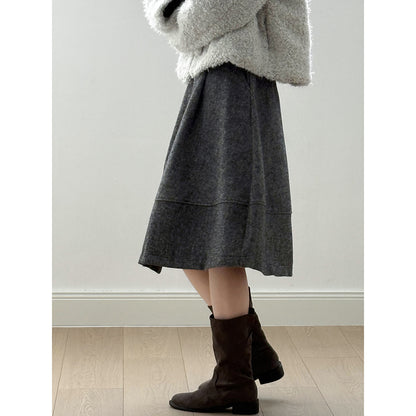 【Y8076】實拍氣質羊毛30%毛呢微花苞傘裙251201