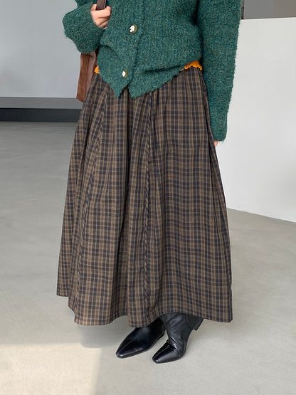 【cimz6381】實拍日系復古格紋內里加絨加厚A字裙251128