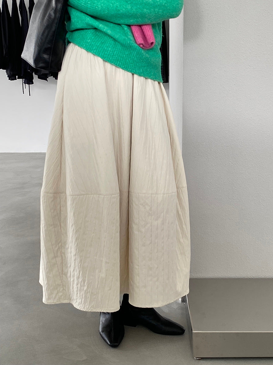 【cim1708】實拍秋冬法式寂靜高腰加厚微花苞A字裙251030