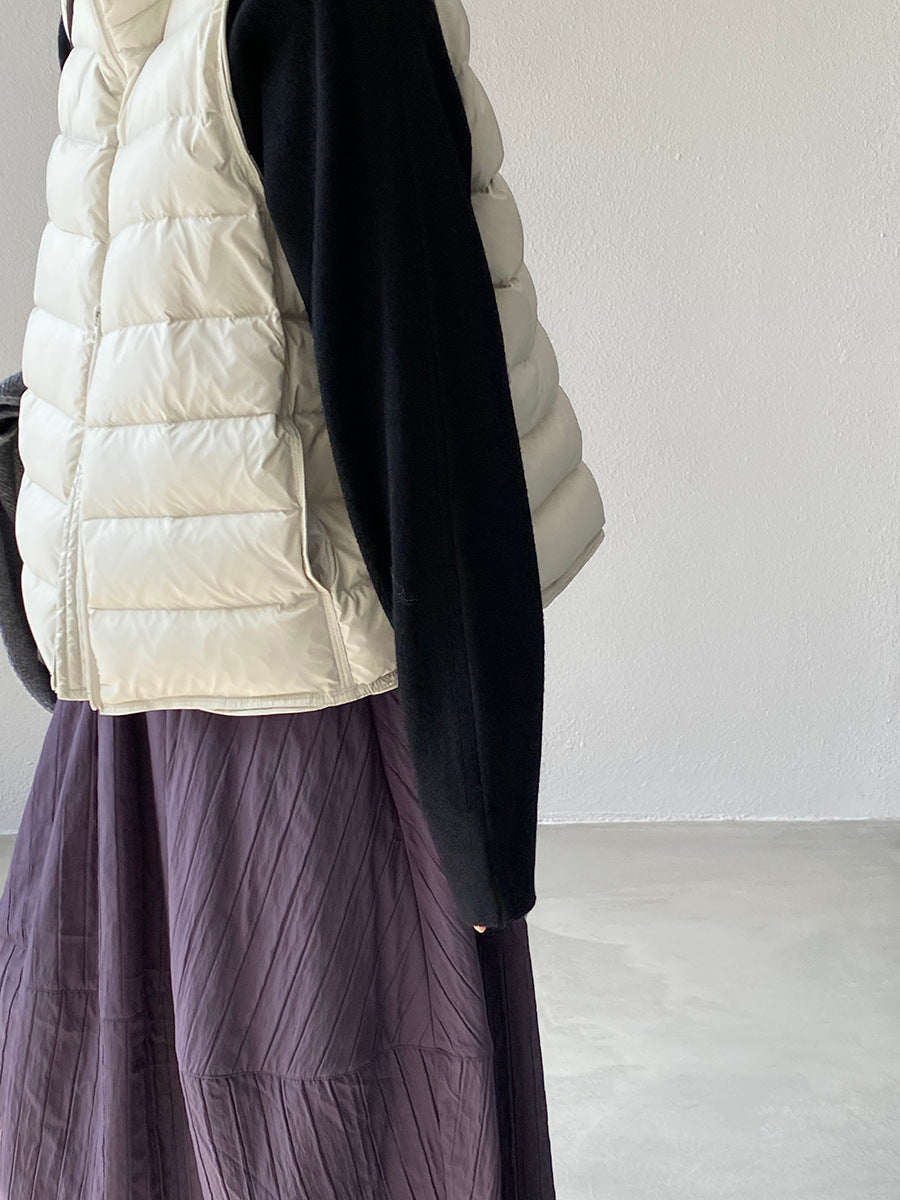 【cimz6377】實拍立領排骨雙頭拉鏈羽絨背心(90白鴨絨)251120