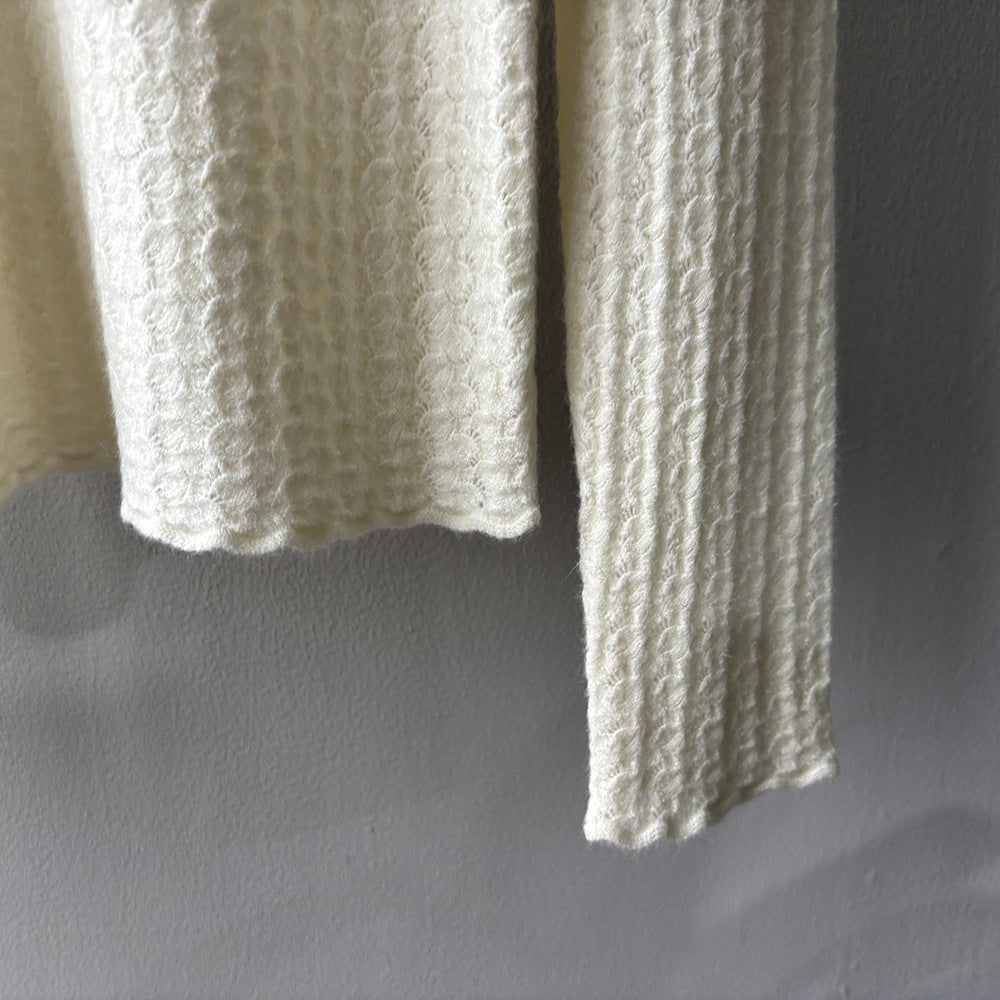 【Y312】實拍高單質感鏤空蕾絲半高領針織衫251106