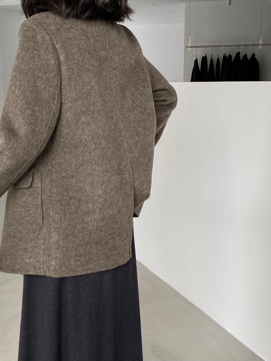 【cimz809】實拍復古雙面羊毛西裝外套+飄帶（羊毛100)251120
