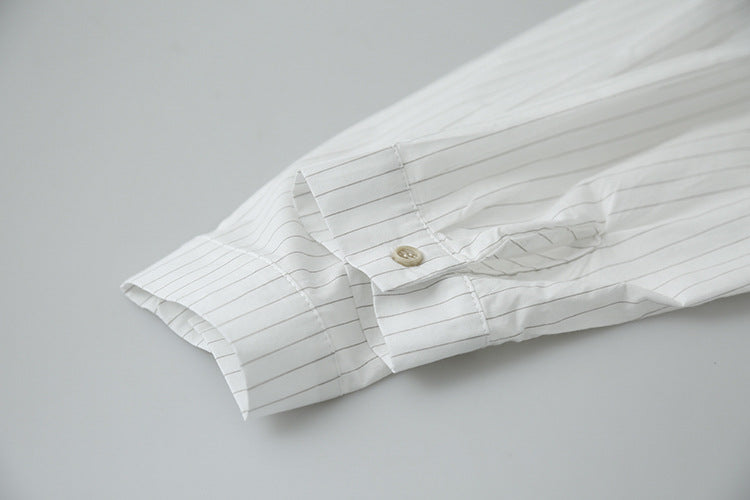 【LD003】實拍中性棉100氣質寬鬆條紋襯衫251103