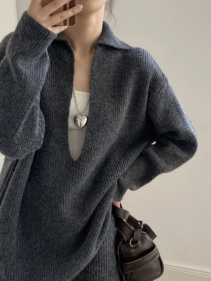 【YP680】 實拍深V慵懶毛衣＋針織長裙(含羊6%) 套裝251023