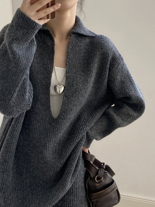 【YP680】 實拍深V慵懶毛衣＋針織長裙(含羊6%) 套裝251023