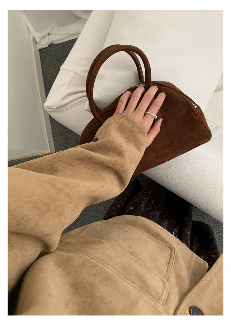 【H5493】實拍復古高領麂皮絨西裝外套251109