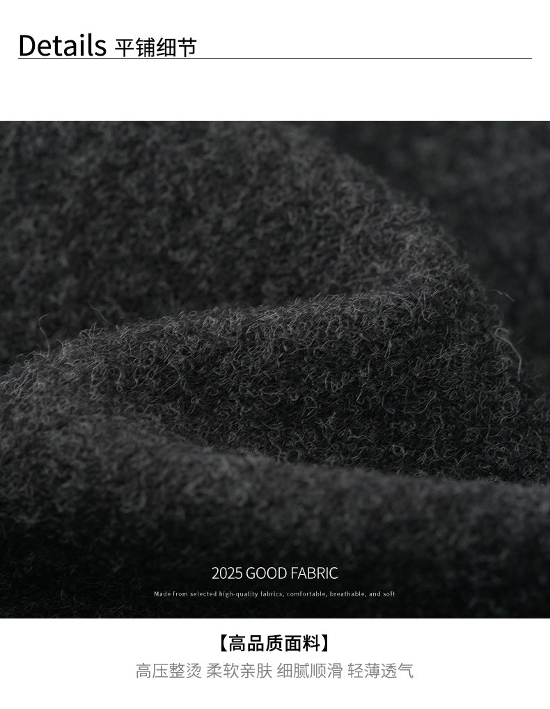 【H5491】實拍秋冬毛呢鬆緊腰加厚闊腿休閒褲251109