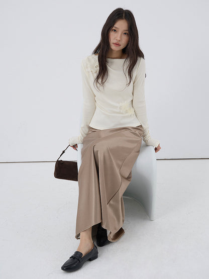 【LD3288】實拍秋冬高腰垂感抓絨厚款緞面魚尾裙251103