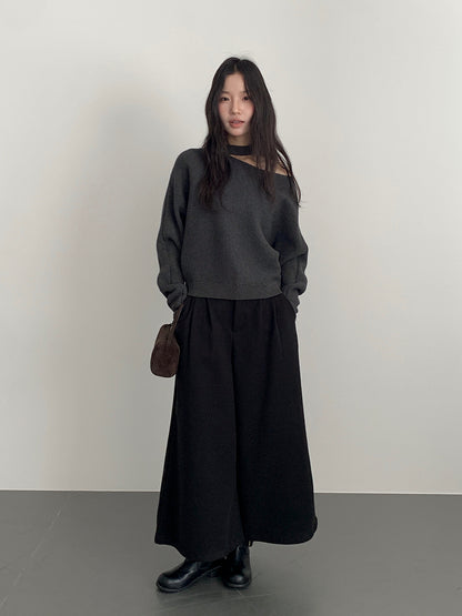 【LD11035】實拍S~L韓版寬鬆高腰毛呢加絨加厚九分褲251124