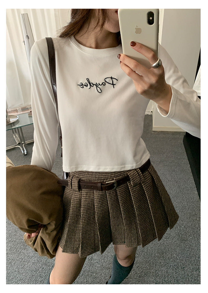 【H5482】實拍磨毛舒適質感刺繡長袖T恤251109