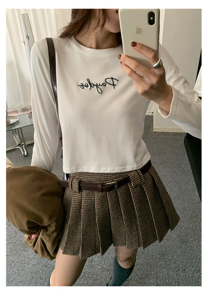 【H5482】實拍磨毛舒適質感刺繡長袖T恤251109