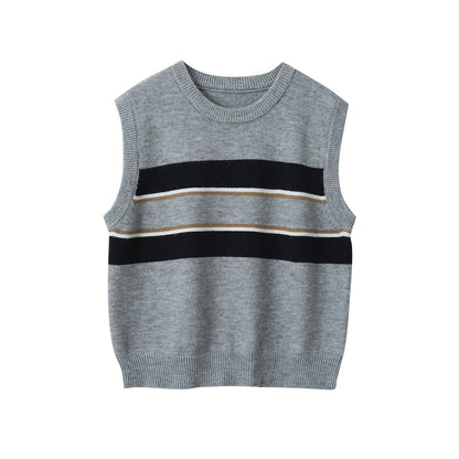 【LD11014】實拍學院感條紋圓領針織毛衣251110