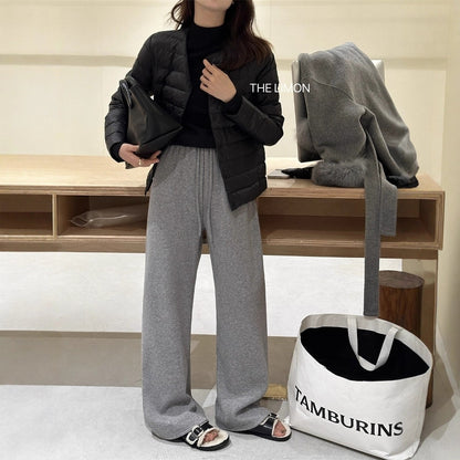 【L7039】實拍檸檬加厚加絨羊絨寬鬆顯瘦高腰直筒褲251117