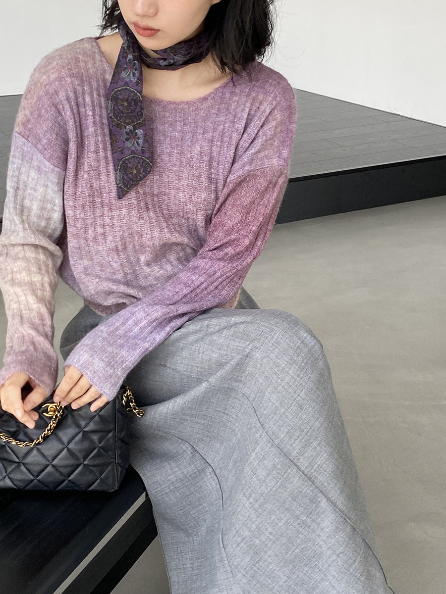 【cim0679】實拍韓國彩虹漸變長袖針織衫（羊毛11%)251114