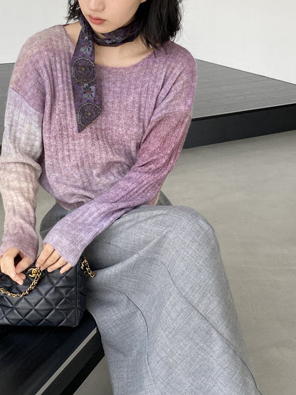 【cim0679】實拍韓國彩虹漸變長袖針織衫（羊毛11%)251114