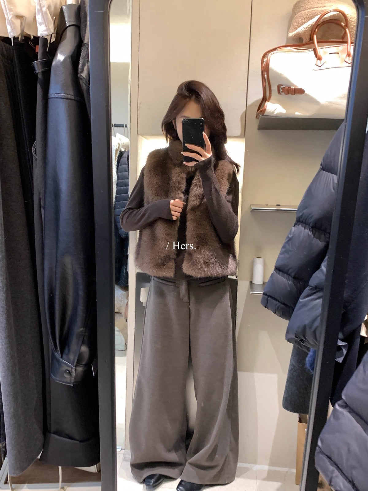【L92540】實拍Hers秋冬韓系簡約磨毛呢顯瘦直筒闊腿西裝褲251215