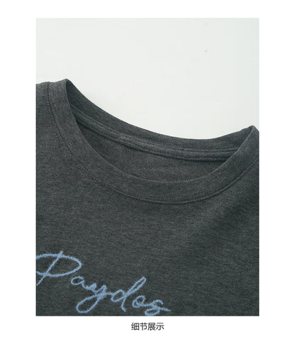 【H5482】實拍磨毛舒適質感刺繡長袖T恤251109