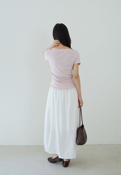 【LD11180】實拍夏季拼接纯色花苞裙260317