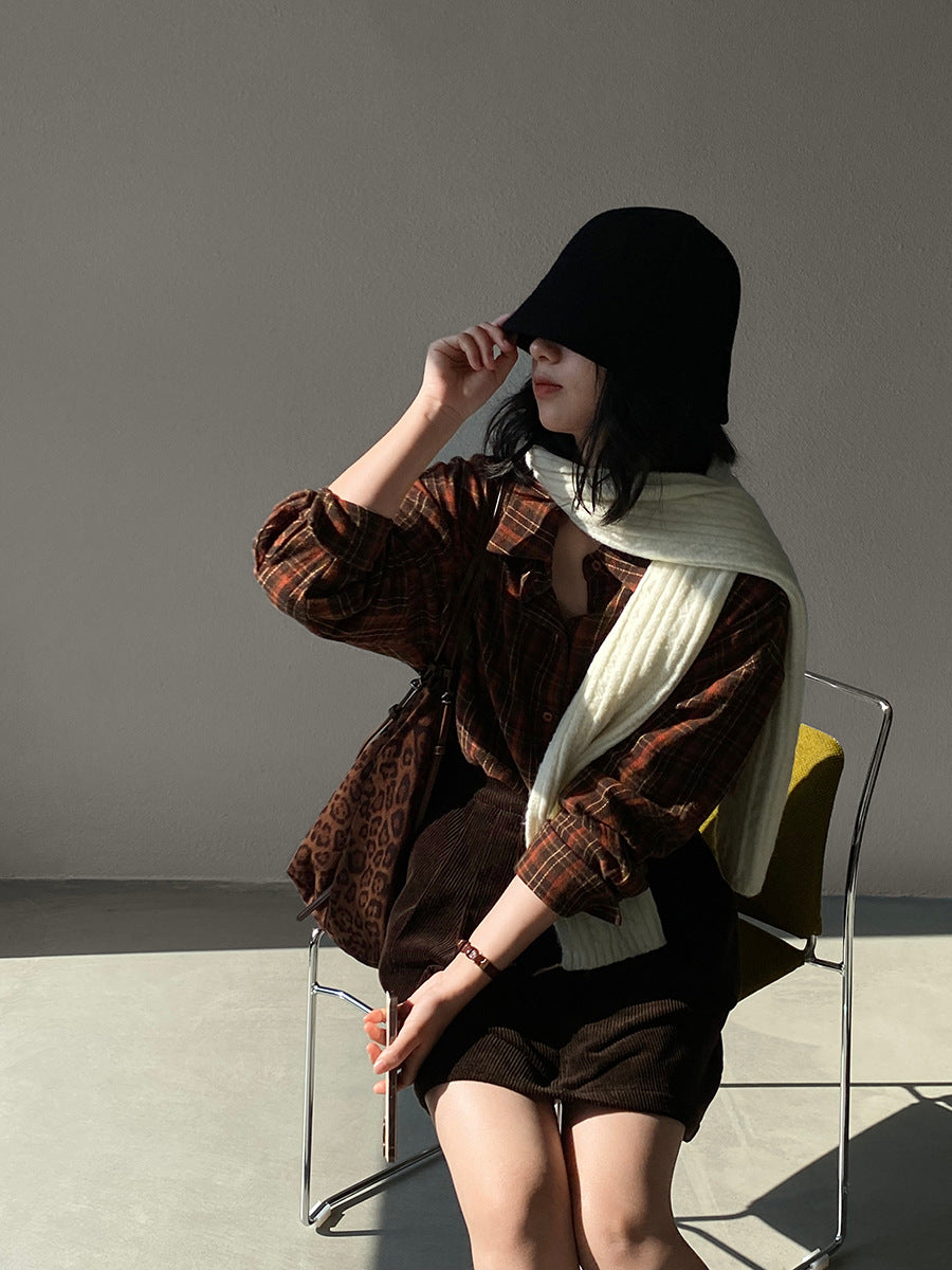 【cimz1753】實拍磨毛加厚復古格紋襯衫 251120